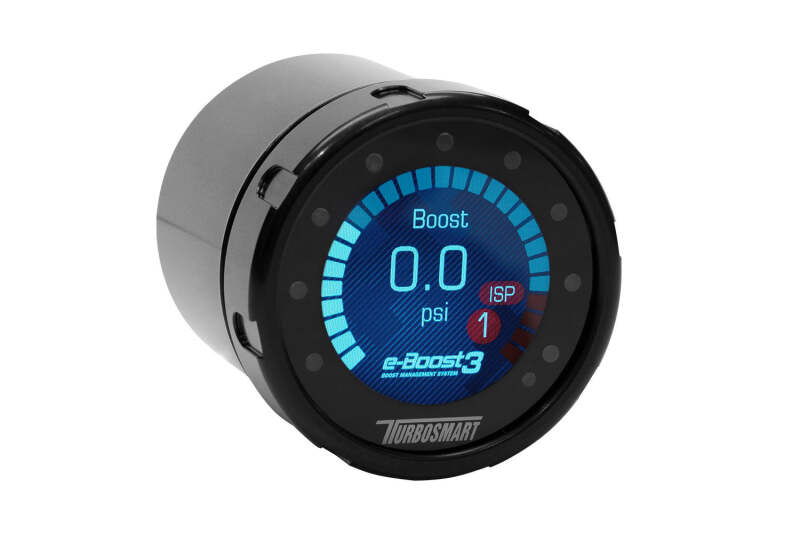 Turbosmart EB3 60PSI 60mm black boost controller installed on a car engine for precise boost pressure management.