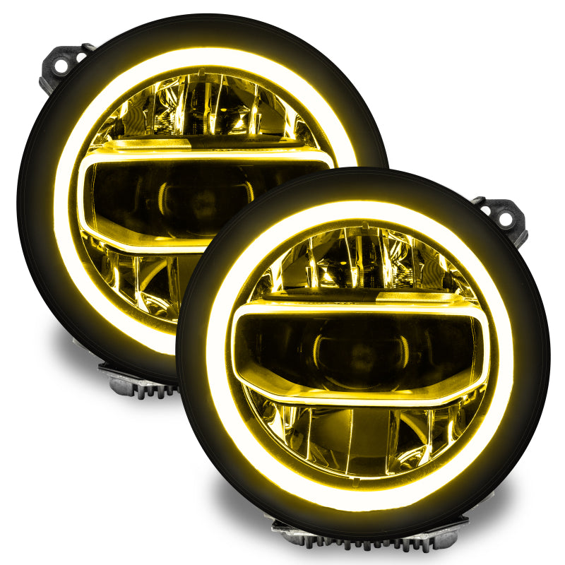 Oracle Lighting RGB+W Jeep Wrangler JL and Gladiator JT headlight DRL upgrade kit with ColorSHIFT LEDs in a close-up view.