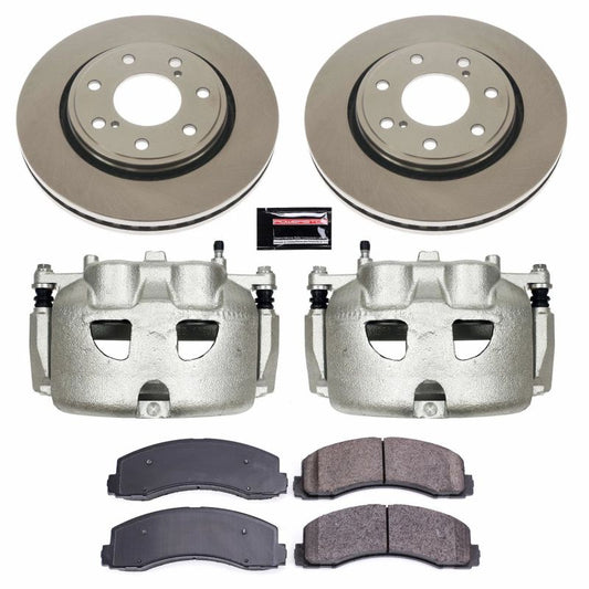 PowerStop OE front brake calipers for 2010-2011 Ford F-150 with Autospecialty caliper kit, showing detailed view of caliper components.