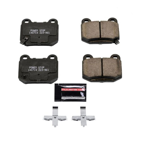 PowerStop Z23 Evolution Sport rear brake pads for Infiniti G35 2003-2005 with hardware, high-performance brake pad set