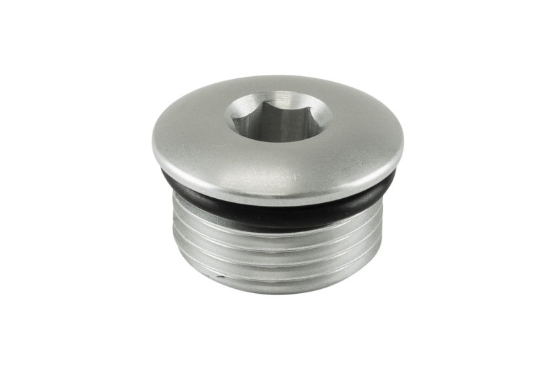 Turbosmart -12AN ORB blank fitting in clear, high-quality aluminum for fuel and oil lines, shown close-up with smooth finish.