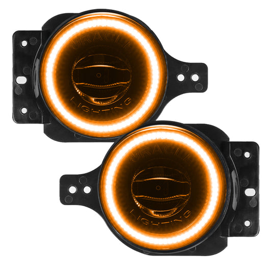 Oracle Lighting amber LED fog lights for Jeep Wrangler JL and Gladiator JT, high performance outdoor vehicle lighting.