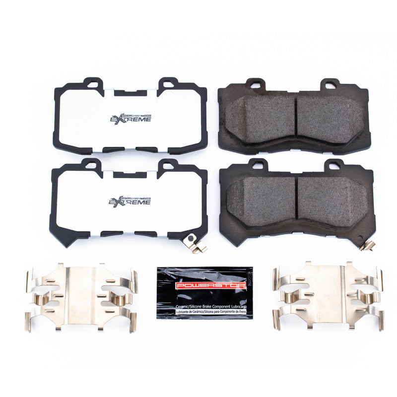 PowerStop Z36 performance front brake pads with hardware for Chevrolet Colorado 2015-2019 truck and tow applications.