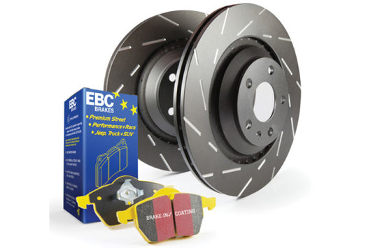 EBC S9 brake pad and rotor kit featuring slotted brake rotors for improved stopping power and durability.