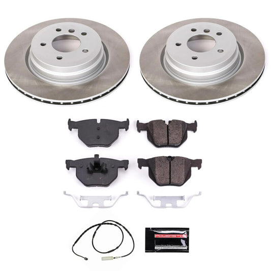 PowerStop rear semi-coated brake rotor kit for BMW X1 (2013-2015) with performance blank brake rotors and modern design.