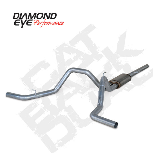 Diamond Eye Performance 3-inch catback exhaust for Ford F150 04-08 with dual gas stainless steel, featuring a sleek design.