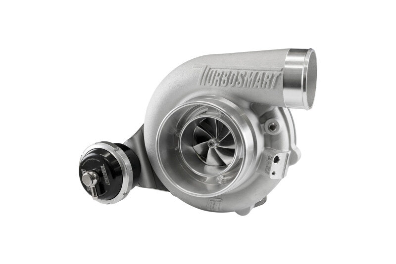 Turbosmart water cooled TS-2 turbocharger with V-band 0.82AR internally wastegated design, showcasing the turbo unit with piping.