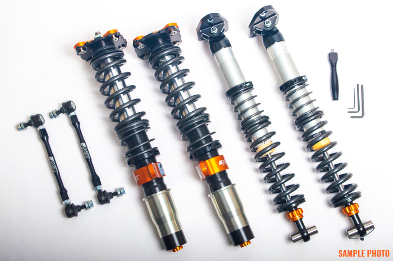 AST 5100 Competition Series coilovers for BMW G80 G81 M3 G82 G83 M4 AWD X-drive 2021, showing adjustable suspension components