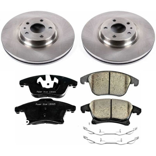 PowerStop OE brake kit for 2013-2019 Ford Fusion front brakes, includes rotors and calipers, designed for reliable stopping power.