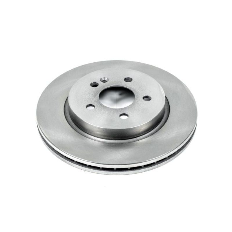 PowerStop OE front brake rotor for Mercedes-Benz ML320 1998-2003, showing the ventilated metal rotor with mounting holes.