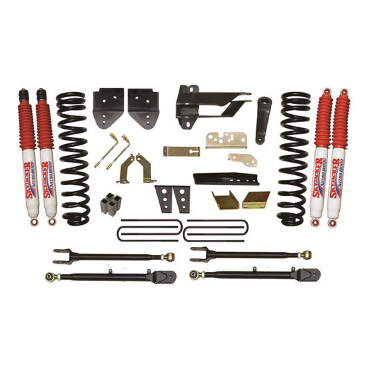 Skyjacker 8.5-inch lift kit for 2017 F-350 4WD gas trucks, showing the assembled suspension components and lifted vehicle stance.