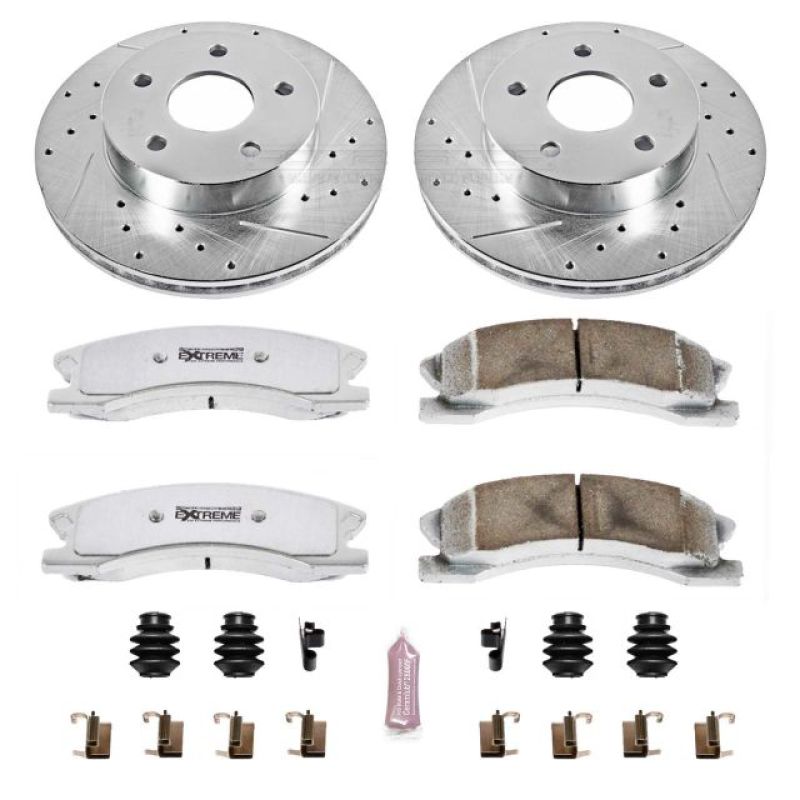 PowerStop Z26 Street Warrior brake kit for 1999-2004 Jeep Grand Cherokee front performance brake system with rotors and pads.