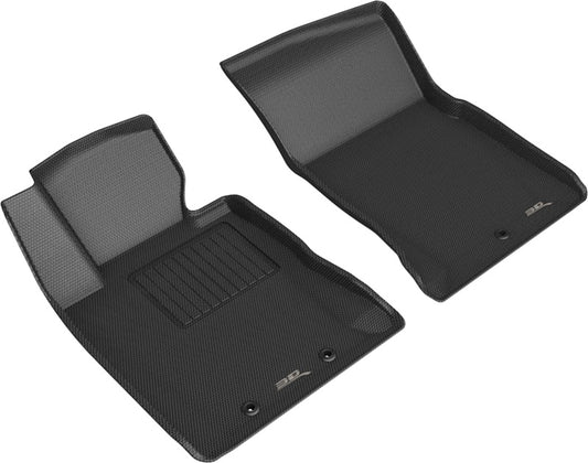 Black 3D MAXpider Hyundai Genesis 2012-2016 Kagu 1st row rubber floor mat with textured surface and raised edges.