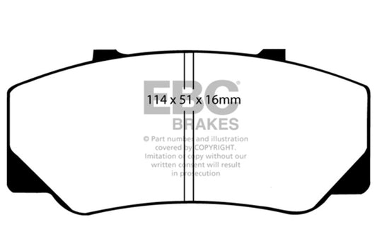 EBC Ultimax rear brake pads for Nissan Sentra SE-R 1991-1994, OE type brake pads with metal backing plates.