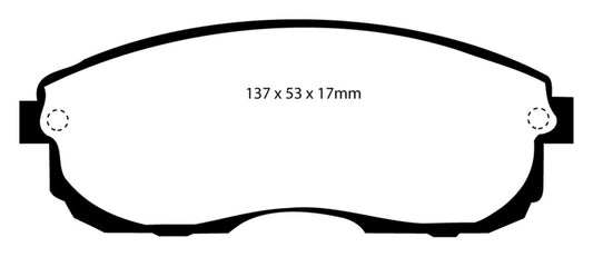 EBC Redstuff front brake pads for Infiniti G20 2.0, high-performance brake pads with red friction material and metal backing