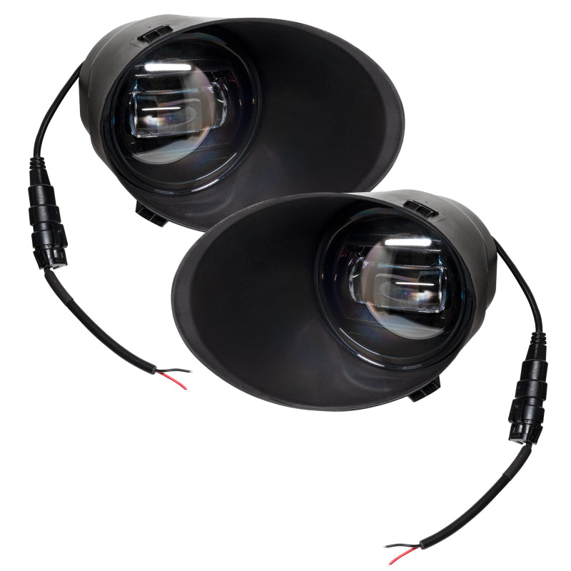 Pair of Oracle LED fog lights with metal bumper mounts for Toyota Tundra 2007-2013, 6000K bright white illumination.
