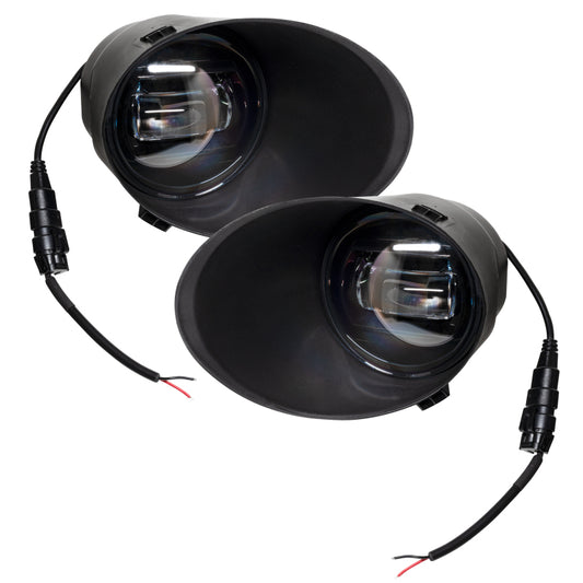 Pair of Oracle LED fog lights with metal bumper mounts for Toyota Tundra 2007-2013, 6000K bright white illumination.