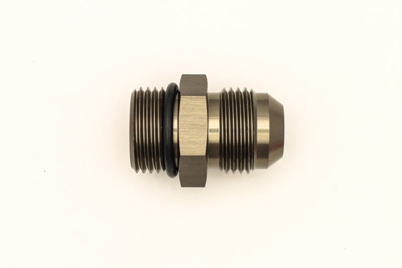 DeatschWerks 10AN ORB male to 10AN male fitting with O-ring, showing the metal connector and threaded ends for fuel line connection.