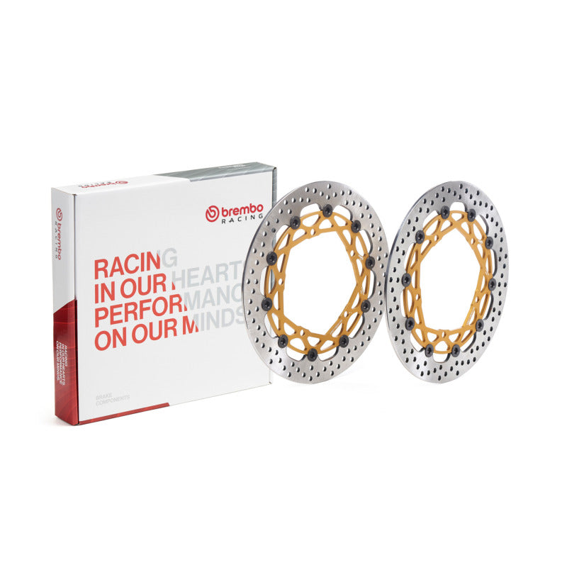 Brembo Triumph Speed Supersport brake disc with slotted design, high-performance Brembo Powersports brake rotor for motorcycles.