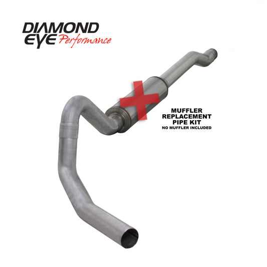 Diamond Eye Performance 4-inch catback exhaust pipe for 2003-2006 Ford 6.0L Excursion, replacement single AL pipe.