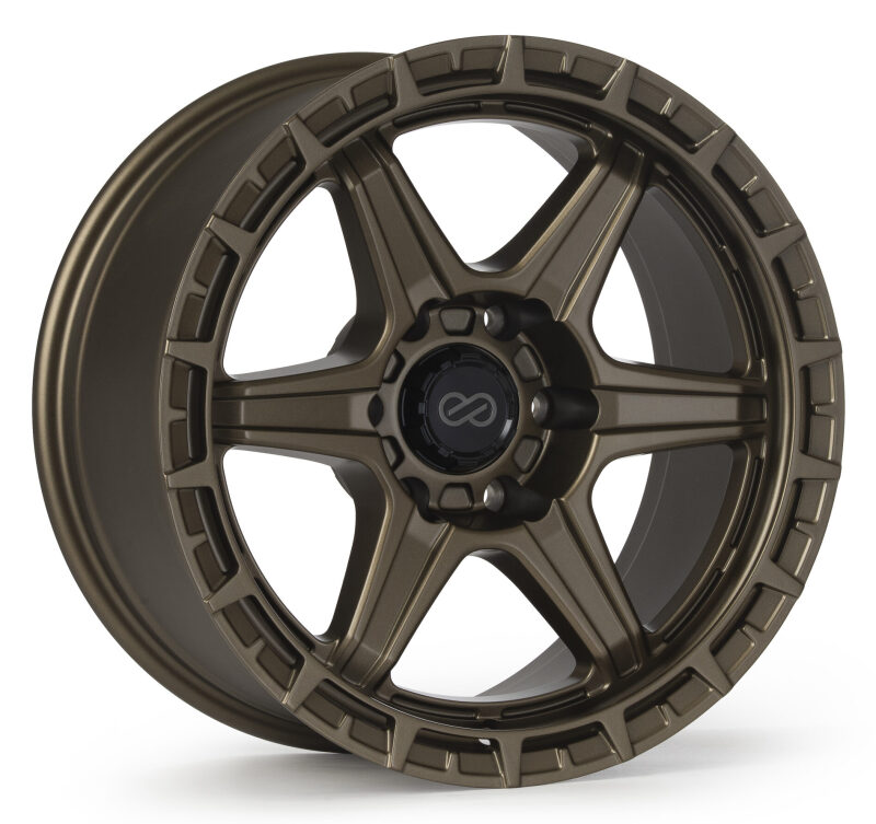 Enkei Trail-Finder 18x9 cast wheel in matte bronze with 6x139.7 bolt pattern, ET42 offset, and 106.1mm bore for off-road vehicles.