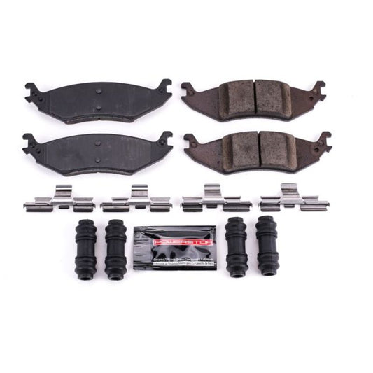 PowerStop Z23 Evolution sport brake pads for Ford E-150 rear, with hardware, designed for high-performance braking.