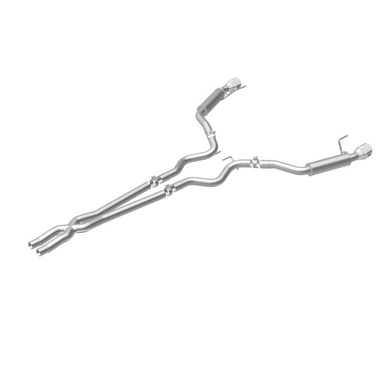 MagnaFlow cat back exhaust system for 2015 Ford Mustang V6 3.7L, stainless steel, dual split polished tips, 2.5-inch diameter.