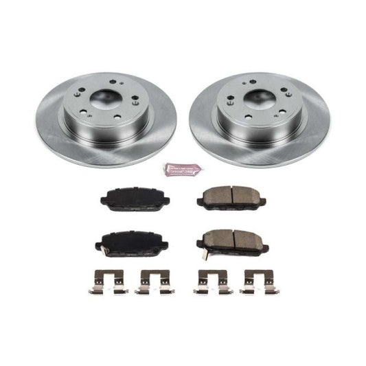PowerStop OE rear brake kit for 2016-2018 Honda HR-V, includes brake rotors and pads for enhanced stopping performance.