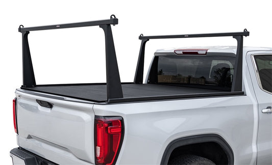 Access ADARAC 2020+ Chevy/GMC 2500/3500 8ft bed Pro-Series silver truck ladder rack, excluding dually models, installed on truck bed