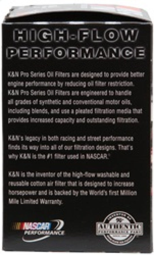 K&N Engineering oil filter for Ford and Lincoln vehicles, 3-inch diameter by 5.063-inch height, with visible filter construction.