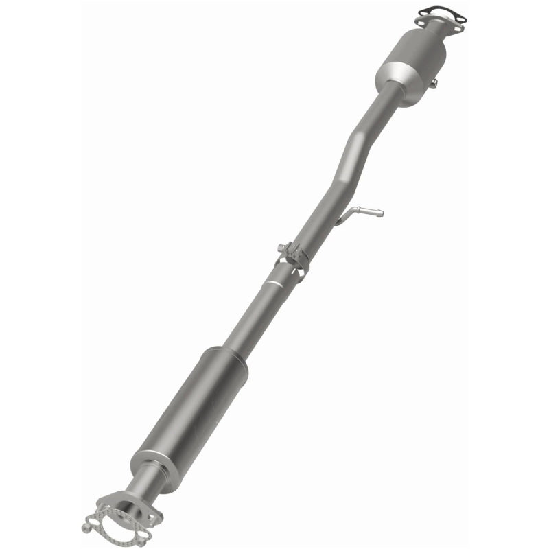 MagnaFlow direct fit catalytic converter for Kia Sportage 2014-2015 2.4L engine, showing the metal body and inlet/outlet ports