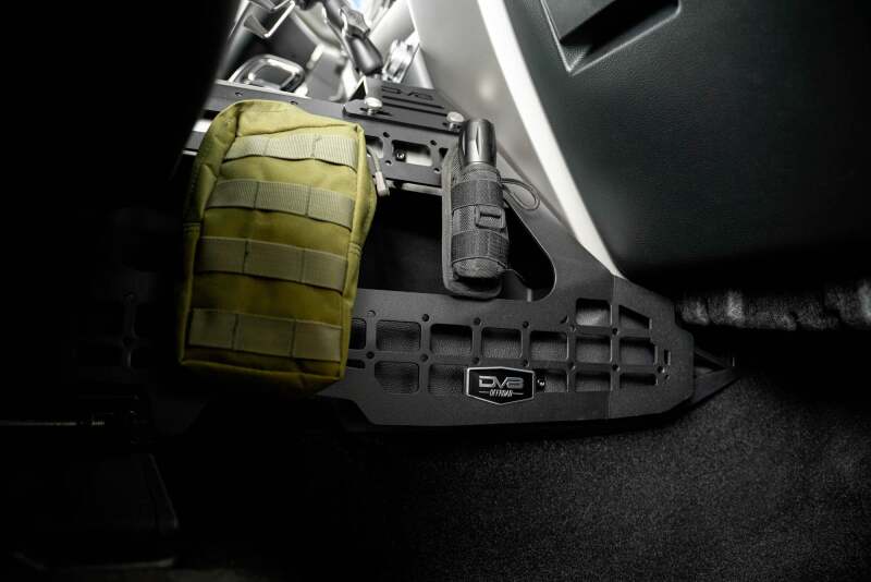 DV8 Offroad Ford F150 and F250/F350 center console Molle panels with device mount, exterior trim for off-road trucks.
