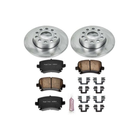 PowerStop rear autospecialty brake kit for 2008 Audi A3, includes brake rotors and pads, OE quality replacement part.