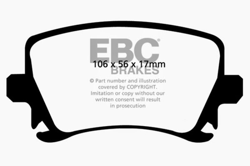 EBC Redstuff rear brake pads for Audi A3 2.0 Turbo, Girling rear caliper, high-performance brake pad set.