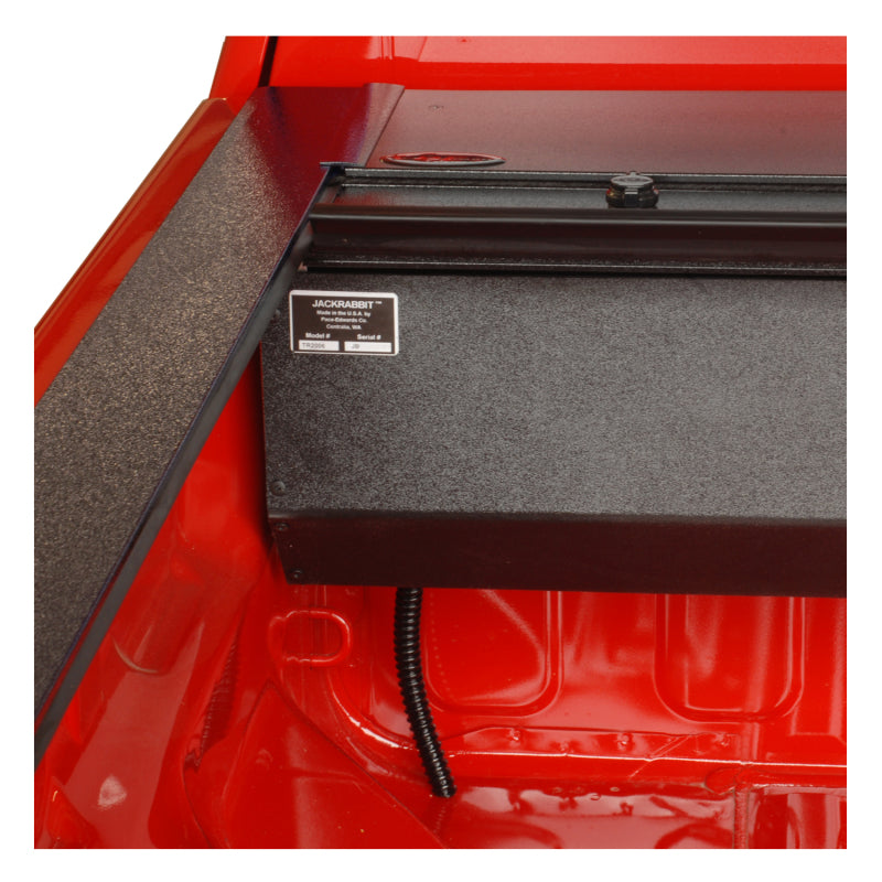 Pace Edwards JackRabbit retractable bed cover installed on 2017 Ford F-Series Super Duty with 6ft 9in standard rail bed.