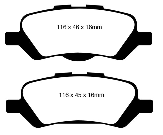 EBC 08+ Toyota Venza 2.7 Redstuff rear brake pads for high-performance braking and improved stopping power.