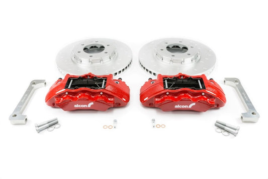 Alcon 2019+ Ford Ranger and 2020+ Bronco front brake kit with 350x34mm rotors and red 6-piston calipers, Big Brake Kits.