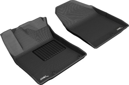 Black 3D MAXpider rubber floor mat for the 2019-2020 Hyundai Kona Electric first row, featuring textured surface and custom fit design.