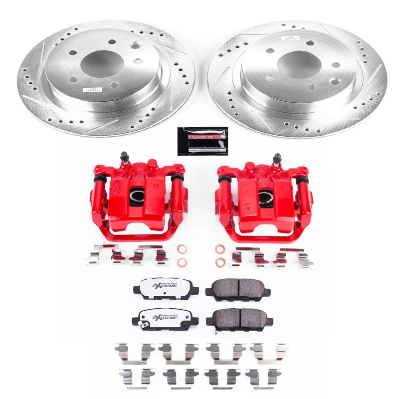 PowerStop Z26 Street Warrior rear brake kit with calipers for Nissan Rogue 2008-2014, performance D&S brake upgrade.