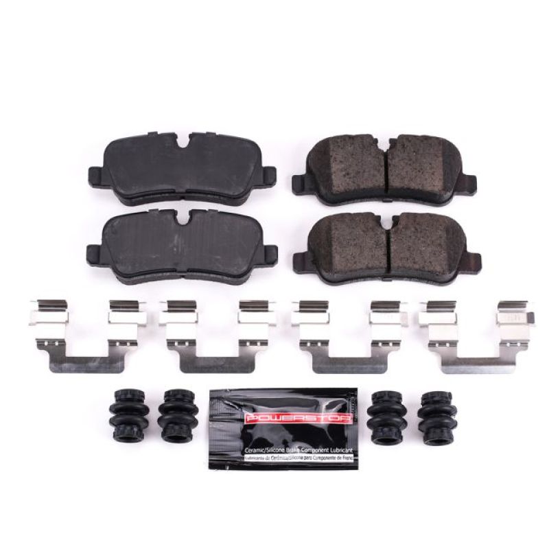 PowerStop Z23 Evolution Sport brake pads with hardware for rear of 2005-2009 Land Rover LR3, performance brake replacement.