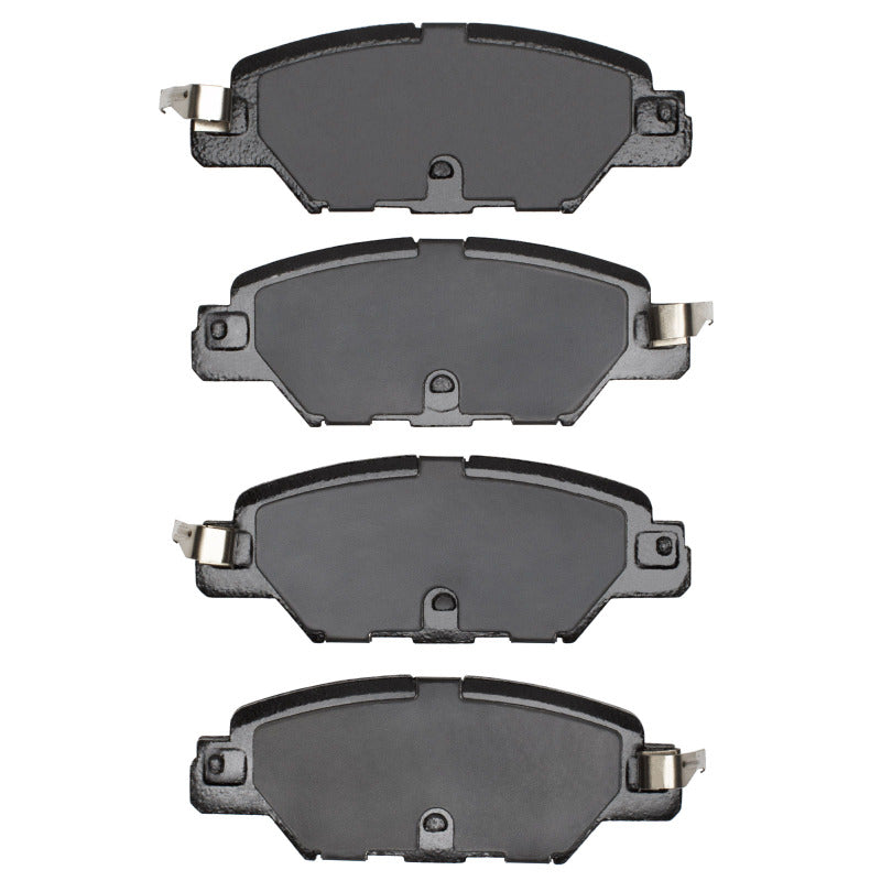 Mazda CX-5 R1 Concepts ceramic rear brake pads, OE quality, with metallic backing and brake pad friction material.