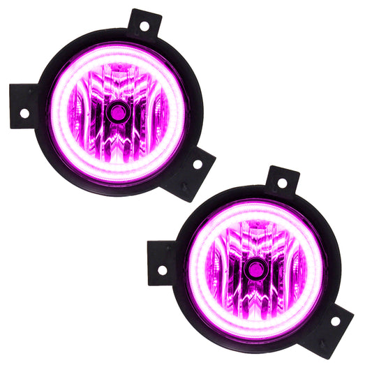 Oracle Lighting pink LED halo fog lights for 2001-2003 Ford Ranger, pre-assembled, with bright pink halo rings and fog light housing.