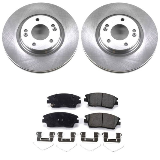 PowerStop OE front brake kit for 2017-2019 Hyundai Elantra, includes brake rotors and pads, automotive repair parts