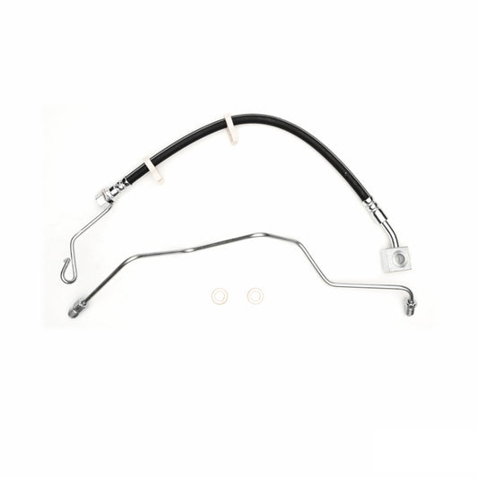 DFC 12-22 Ram 1500 rear-left brake hose from brake line kit, showing flexible rubber brake line with metal fittings.