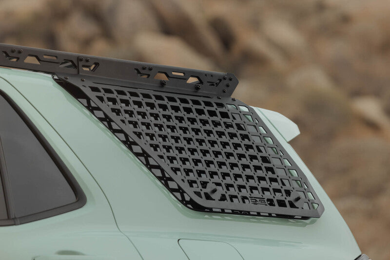 DV8 Offroad exterior trim window Molle for Toyota 4Runner roof rack driver side, durable black metal accessory.