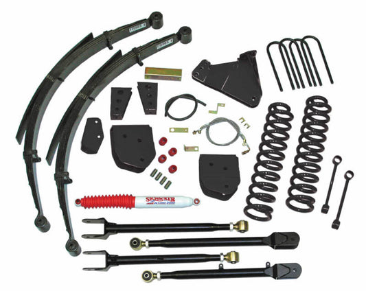 Skyjacker 8.5-inch lift kit for F350 4WD gas trucks, showing the lifted suspension and new components in the installation.