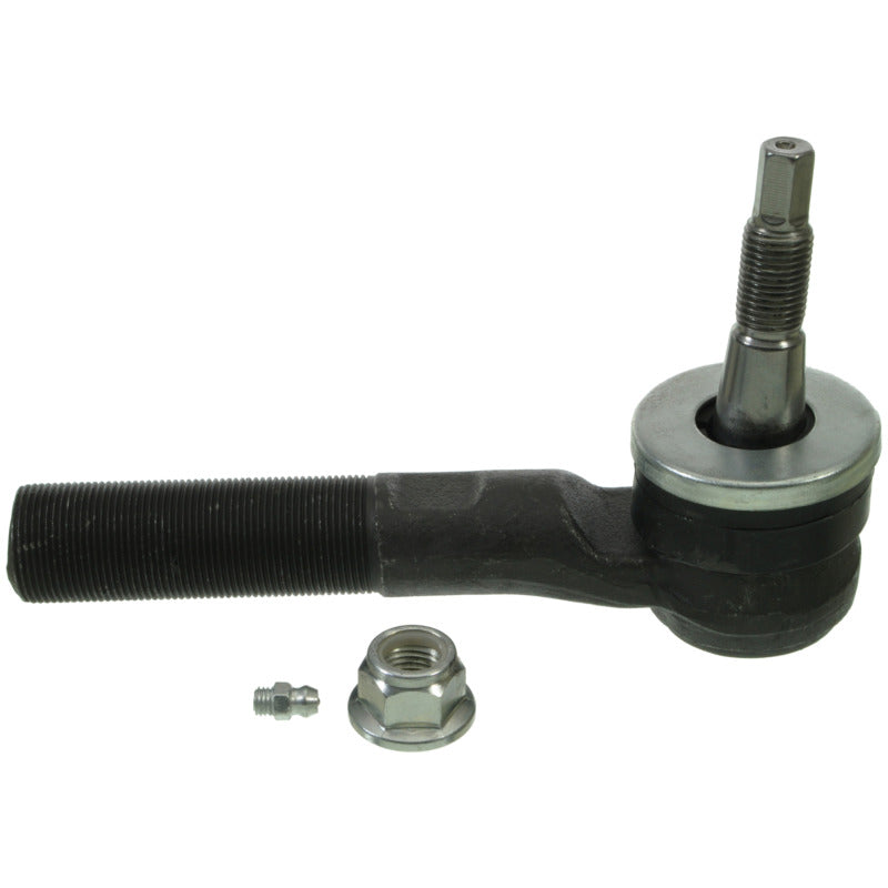 Moog front left outer tie rod end for 2006-2008 Dodge Ram 1500 truck, showing the metal component with rubber boot