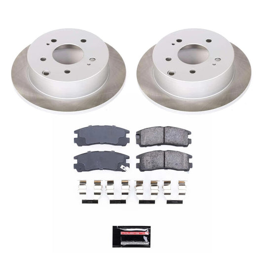PowerStop rear semi-coated brake rotor kit for Mitsubishi Galant 2004-2012, performance brake components with clean, smooth finish