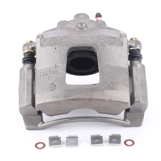PowerStop OE front left brake caliper with bracket for Buick Rendezvous 2002-2006, showing detailed metal components.