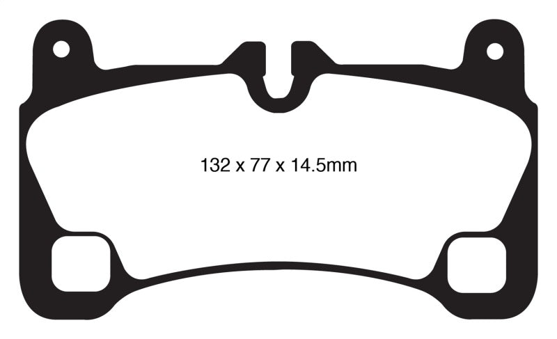 EBC Redstuff rear brake pads for Volkswagen Touareg 3.6 (2008-2009), performance brake pads with two holes at the bottom of the backplate
